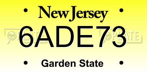 6ADE73 New Jersey License Plate