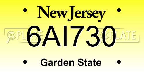 6AI730 New Jersey License Plate