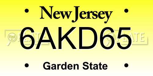 6AKD65 New Jersey License Plate