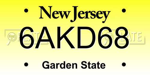 6AKD68 New Jersey License Plate