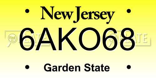 6AKO68 New Jersey License Plate