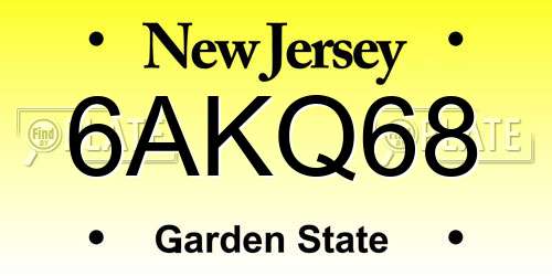 6AKQ68 New Jersey License Plate