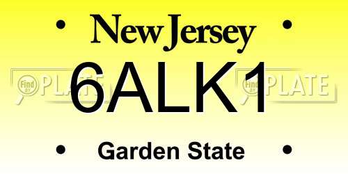6ALK1 New Jersey License Plate
