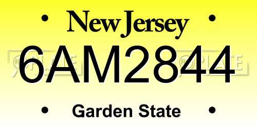 6AM2844 New Jersey License Plate
