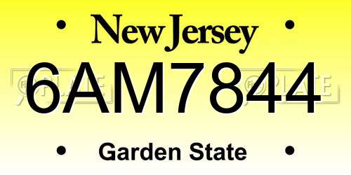 6AM7844 New Jersey License Plate