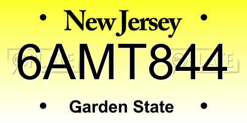 6AMT844 New Jersey License Plate
