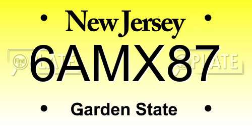 6AMX87 New Jersey License Plate