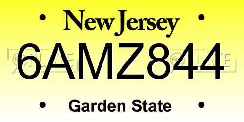 6AMZ844 New Jersey License Plate