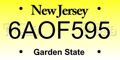 6AOF595 New Jersey License Plate