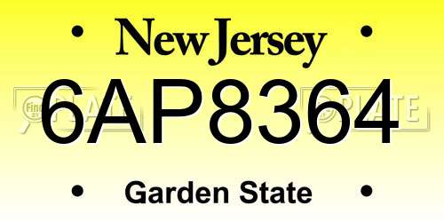 6AP8364 New Jersey License Plate