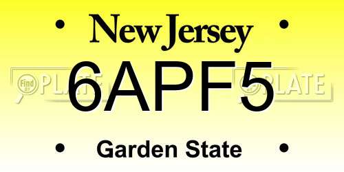 6APF5 New Jersey License Plate