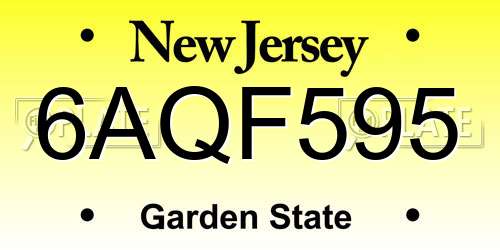 6AQF595 New Jersey License Plate