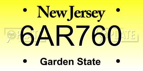 6AR760 New Jersey License Plate