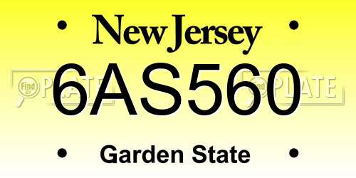 6AS560 New Jersey License Plate