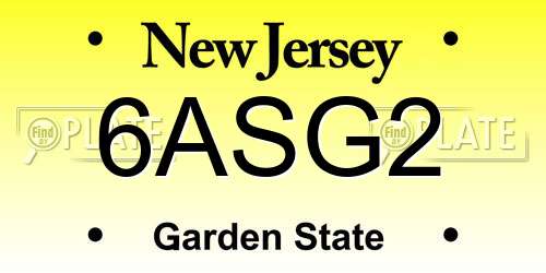 6ASG2 New Jersey License Plate