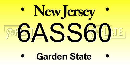 6ASS60 New Jersey License Plate