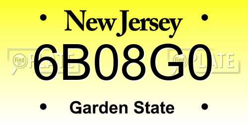 6B08G0 New Jersey License Plate