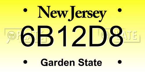 6B12D8 New Jersey License Plate