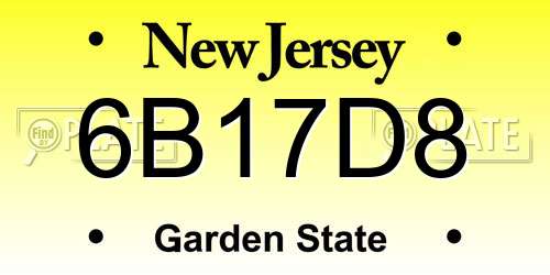 6B17D8 New Jersey License Plate