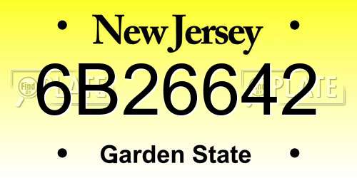 6B26642 New Jersey License Plate