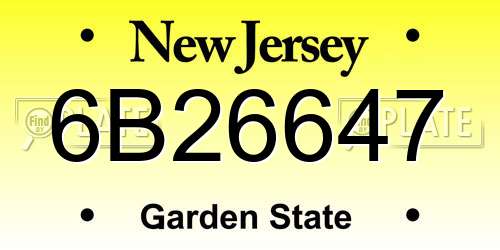6B26647 New Jersey License Plate