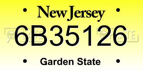 6B35126 New Jersey License Plate