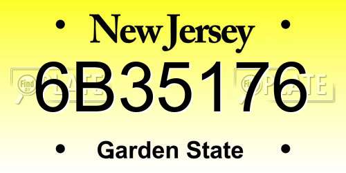 6B35176 New Jersey License Plate