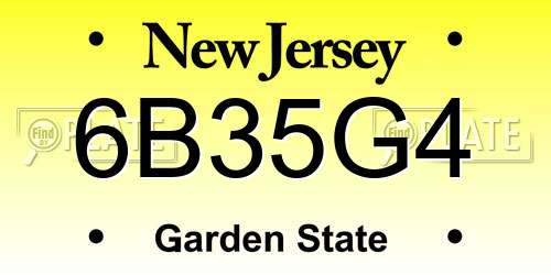 6B35G4 New Jersey License Plate