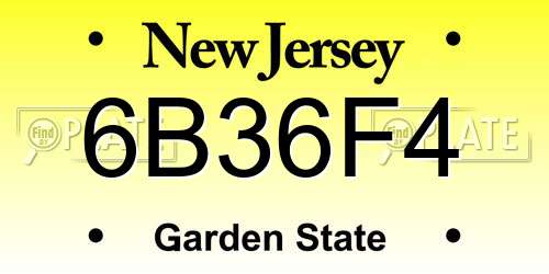 6B36F4 New Jersey License Plate