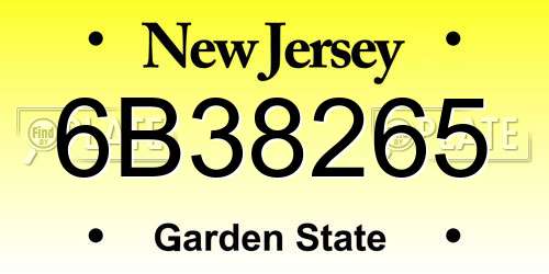 6B38265 New Jersey License Plate