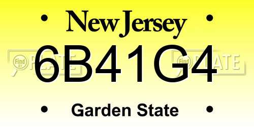 6B41G4 New Jersey License Plate
