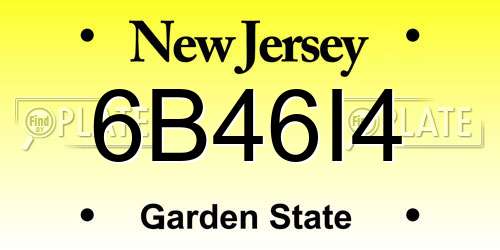 6B46I4 New Jersey License Plate
