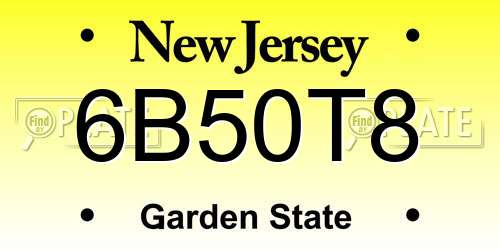 6B50T8 New Jersey License Plate
