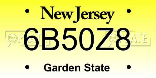 6B50Z8 New Jersey License Plate