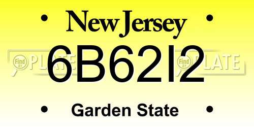6B62I2 New Jersey License Plate