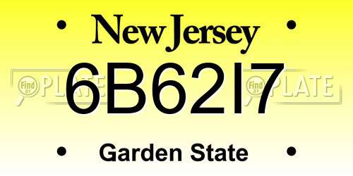 6B62I7 New Jersey License Plate