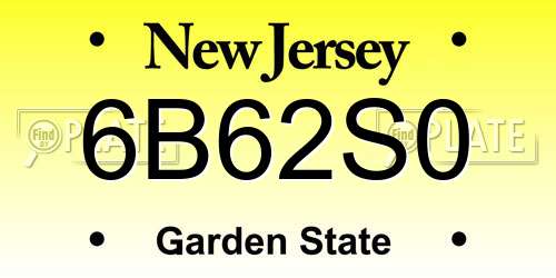6B62S0 New Jersey License Plate