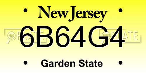 6B64G4 New Jersey License Plate