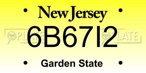 6B67I2 New Jersey License Plate
