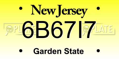 6B67I7 New Jersey License Plate