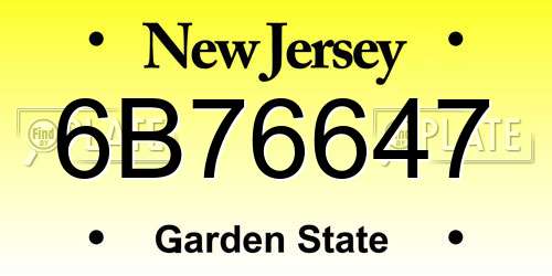 6B76647 New Jersey License Plate