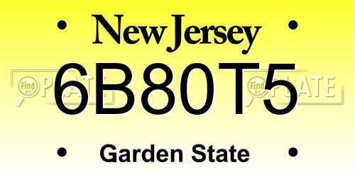 6B80T5 New Jersey License Plate