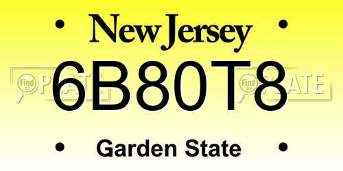 6B80T8 New Jersey License Plate