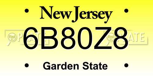 6B80Z8 New Jersey License Plate