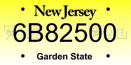 6B82500 New Jersey License Plate