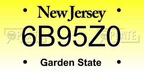 6B95Z0 New Jersey License Plate