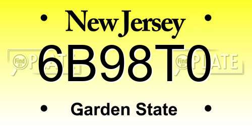 6B98T0 New Jersey License Plate