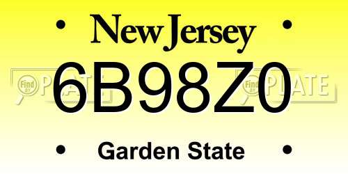 6B98Z0 New Jersey License Plate