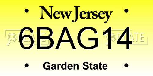 6BAG14 New Jersey License Plate