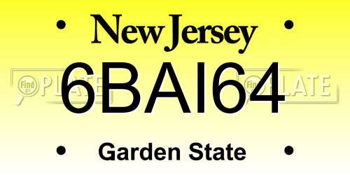 6BAI64 New Jersey License Plate